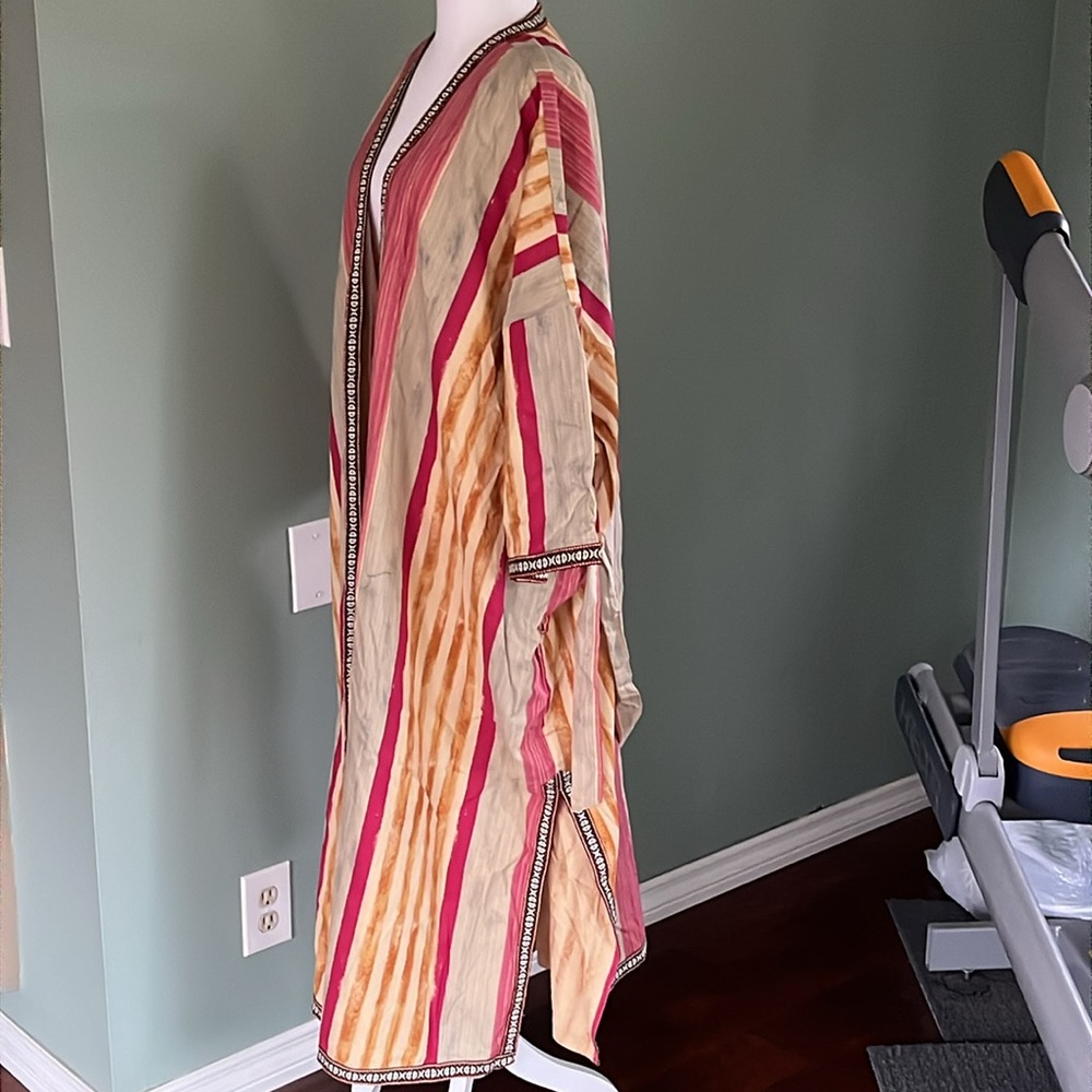 Free People Intimately Free Meadowsweet Kimono Robe Cotton Striped Embroidered - Picture 7 of 13
